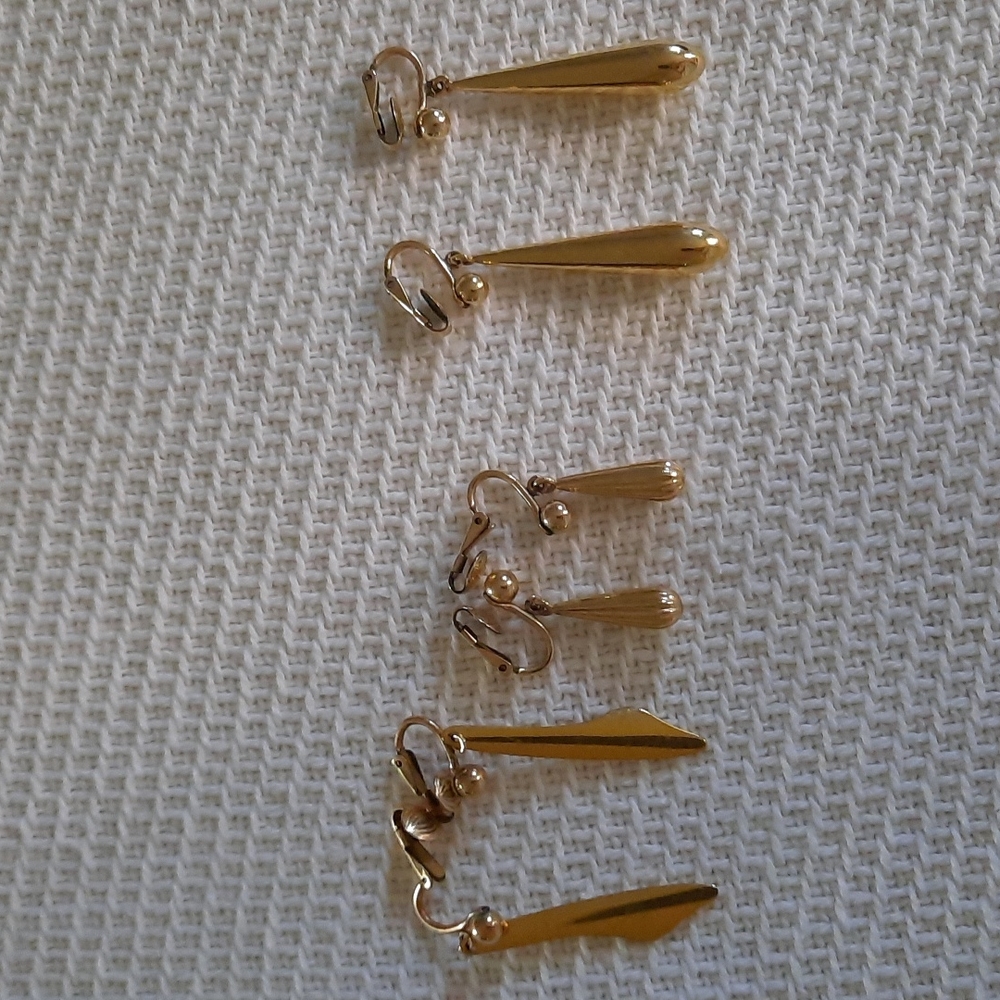 3 pair vintage gold clip ons